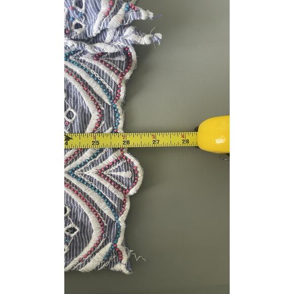 Talbots Large Petite Lp Beaded Sleeveless July 4th Embellished Floral Beach Blue - Picture 11 of 13